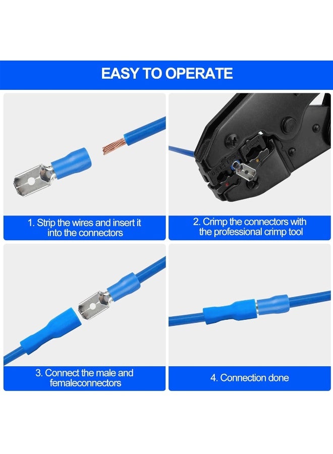 موب مجموعة موصلات طرفية معزولة من نوع Spade مكونة من 80 قطعة، مجموعة موصلات أسلاك سريعة الفصل من الذكر والأنثى، تشكيلة من أطراف التوصيل الكهربائية النحاسية المطلية بالبلاستيك PVC، 8 أنواع، 10 قطع من كل نوع، لتوصيلات أسلاك السيارات، وإصلاحات الكهرباء المنزلية - Image 5